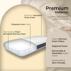 Shredded Memory Foam Pillows, Bed Pillows, Cooling Pillows For Sleeping, White | King Size, Adjustable Firm Pillows For Side Back & Stomach Sleepers | Relieves Neck & Back Pain - Pack Of 2