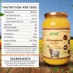 Premium A2 Kangayam Cow Ghee By Village Company | Rich In Nutrients Calcium & Iron Pure Healthy Desi Cow Ghee Good For Glowing Skin | 2 Litre (1 Litr * 2) 67.6 Ounce | Jar Pack