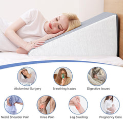 Wedge Pillow High Density For Back Support, Acid Reflux, Snoring, Grey & White, Size - Large | Leg Elevation, Pregnancy Pillow | Lightweight, Anti-Slip, Breathable, Resting Pillow