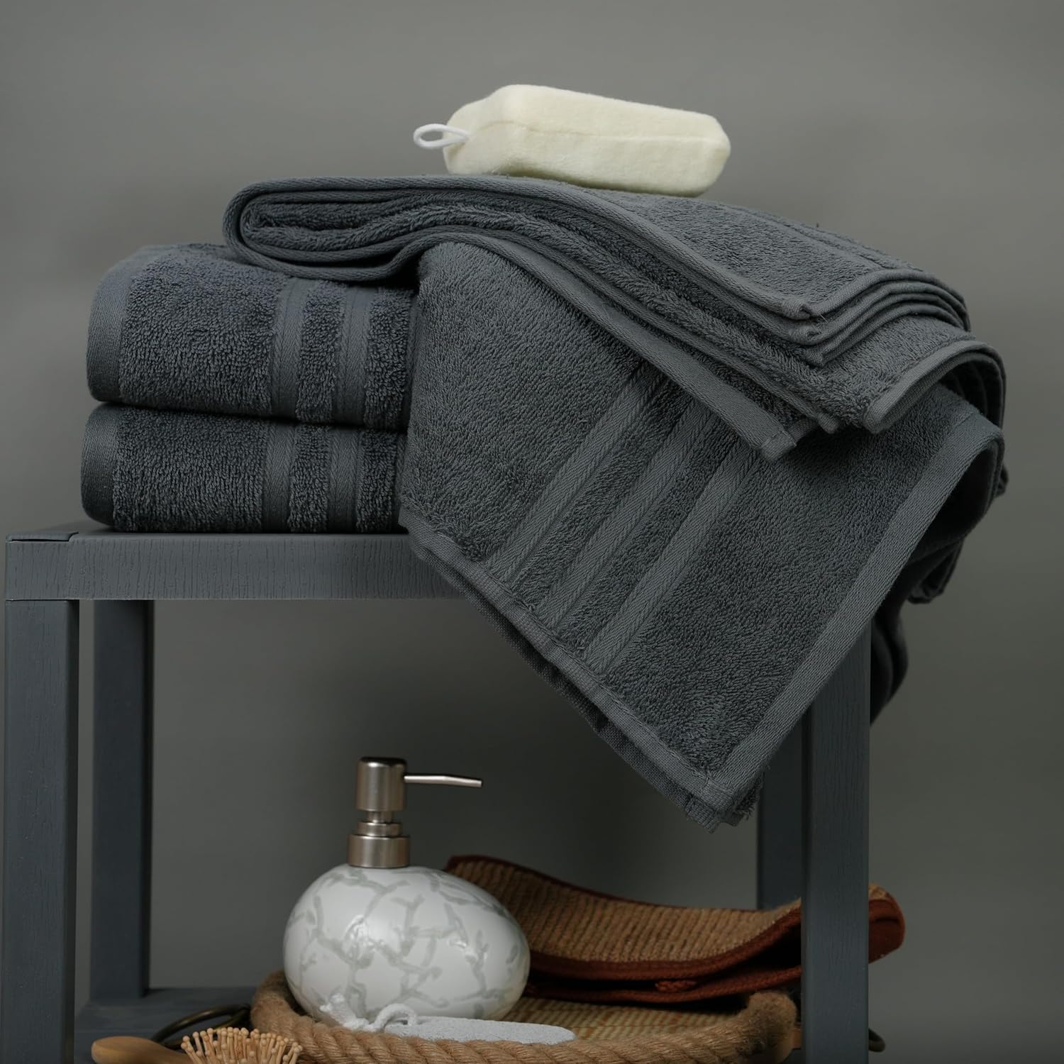 Tiqh 100% Cotton Thick & Plush Luxury Hand Gym & Workout Hand Towel 800 Gsm - Set Of 4 (Grey)
