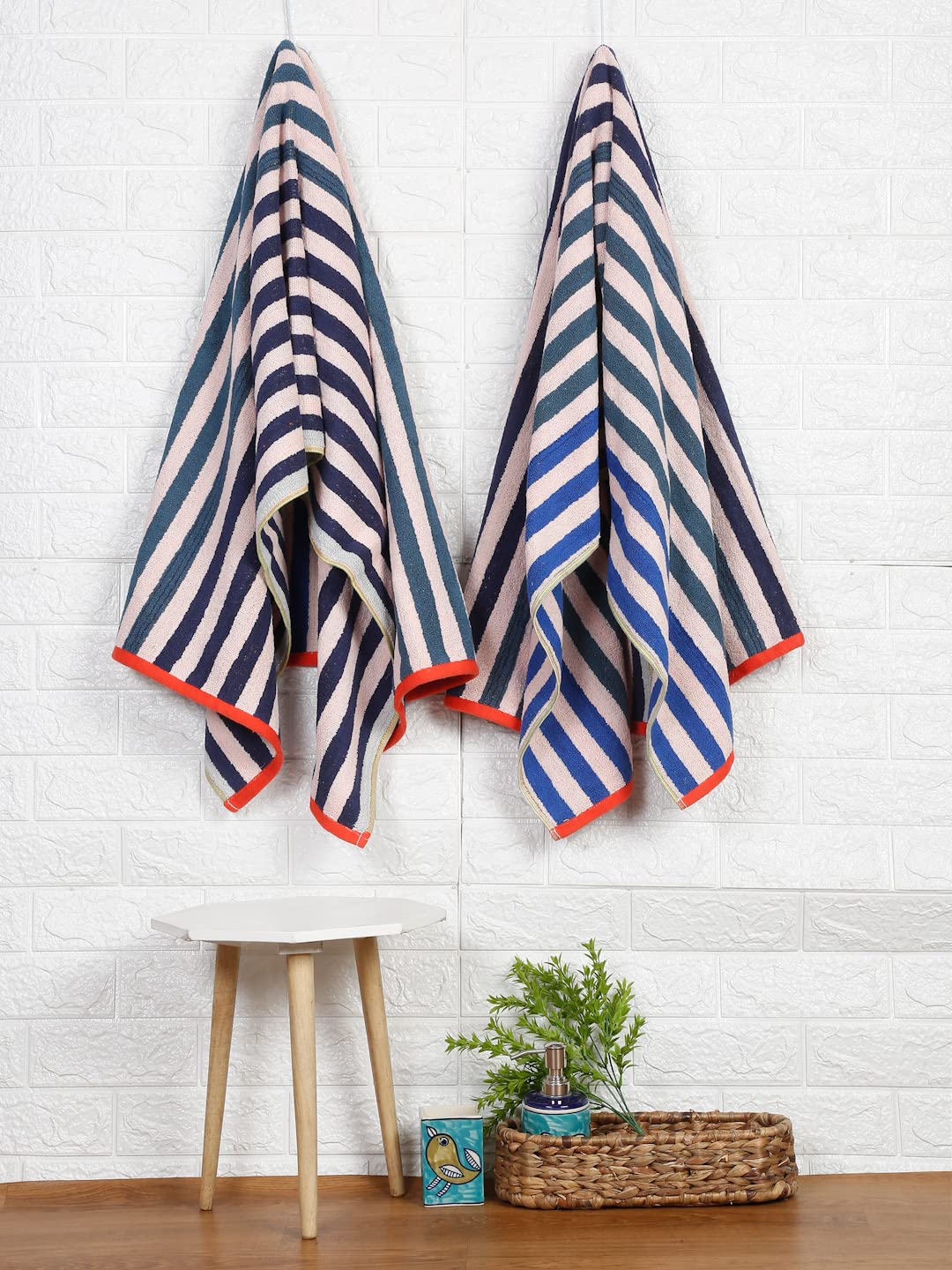 Ambra Linens Highly Absorbent Bath Towels 1 Kg | 100% Cotton, Soft & Plush All Seasons Use, Extra Large Size (Sober Blue)- Pack Of 2