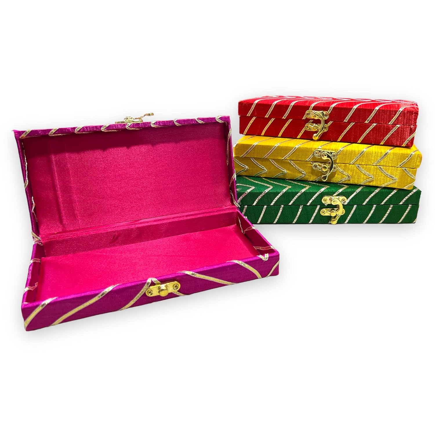 Leheriya Gota Cash Box, Gift Box, Shagun Box, Gaddi Box, Shagun Envelope, Mixed Colour, Pack Of 1, Material - Wood