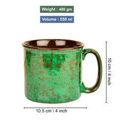 Studio Pottery Ceramic Maggi Bowl Or Mug With Handle 550ml, Emerald Green | Jumbo Ceramic Coffee & Tea Mug - Cereal Bowl | Big Milk Mug - Large Beer Mug - Gift For Him