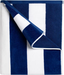Tiqh Organic Cotton Highly Absorbent & Quick Dry Extra Large Beach Oversized Towel, Cabana Stripe Beach, Bathroom Towel 500 Gsm (Blue)