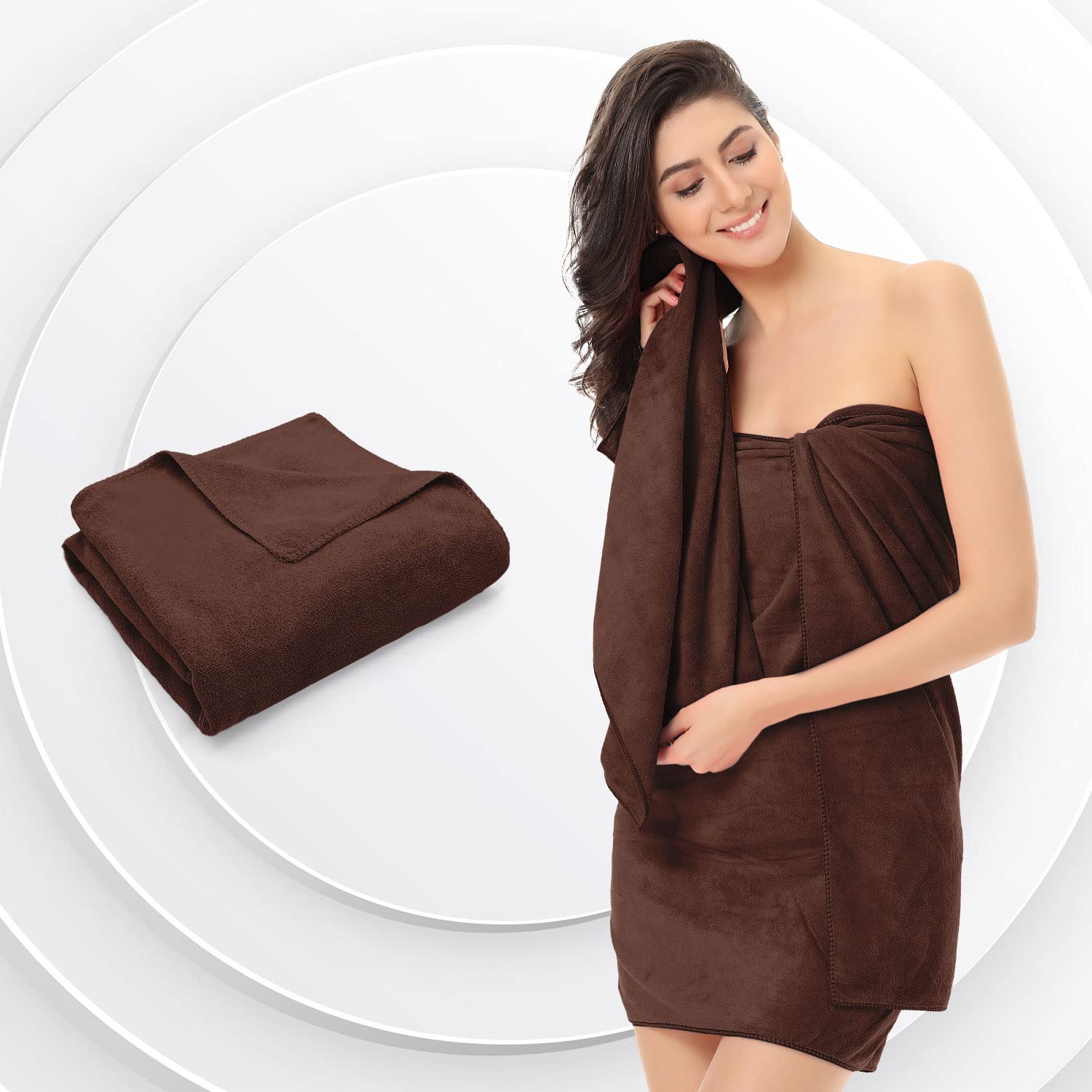 Sassoon Venir Microfiber Bath Towel 450 Gsm | Ultra Soft Material, Towel Large Size For Women (Cocoa)