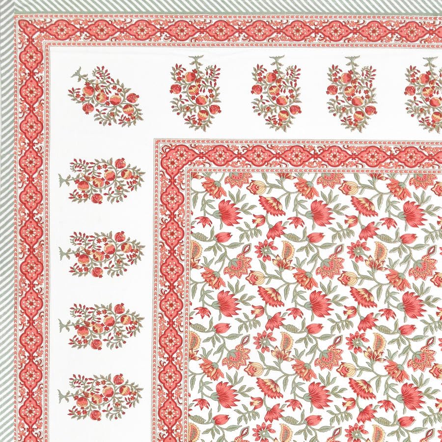 100% Cotton King Size Bedsheet For Double Bed With 2 Pillow Cover - 108 X 108 Inches, Red & White | Extra Soft & Wrinkle Free | Perfect Gifting Wedding, Housewarming Or Festival