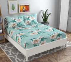 Double Bedsheets With 2 King Size Pillow Covers - 90 X 90 Inches, Aqua | Double Bed Breathable & Wrinkle Free | Ultra Soft 180 Thread Count Super Soft