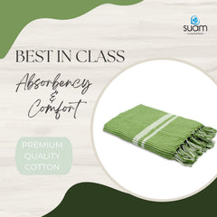 Suam Poppy Pure Cotton Towel 400 Gsm | Lightweight, Quick Dry 220 Tc Luxury Bath Towel For Beach & Gym | Soft Towel Standard Size (Kelly Green)