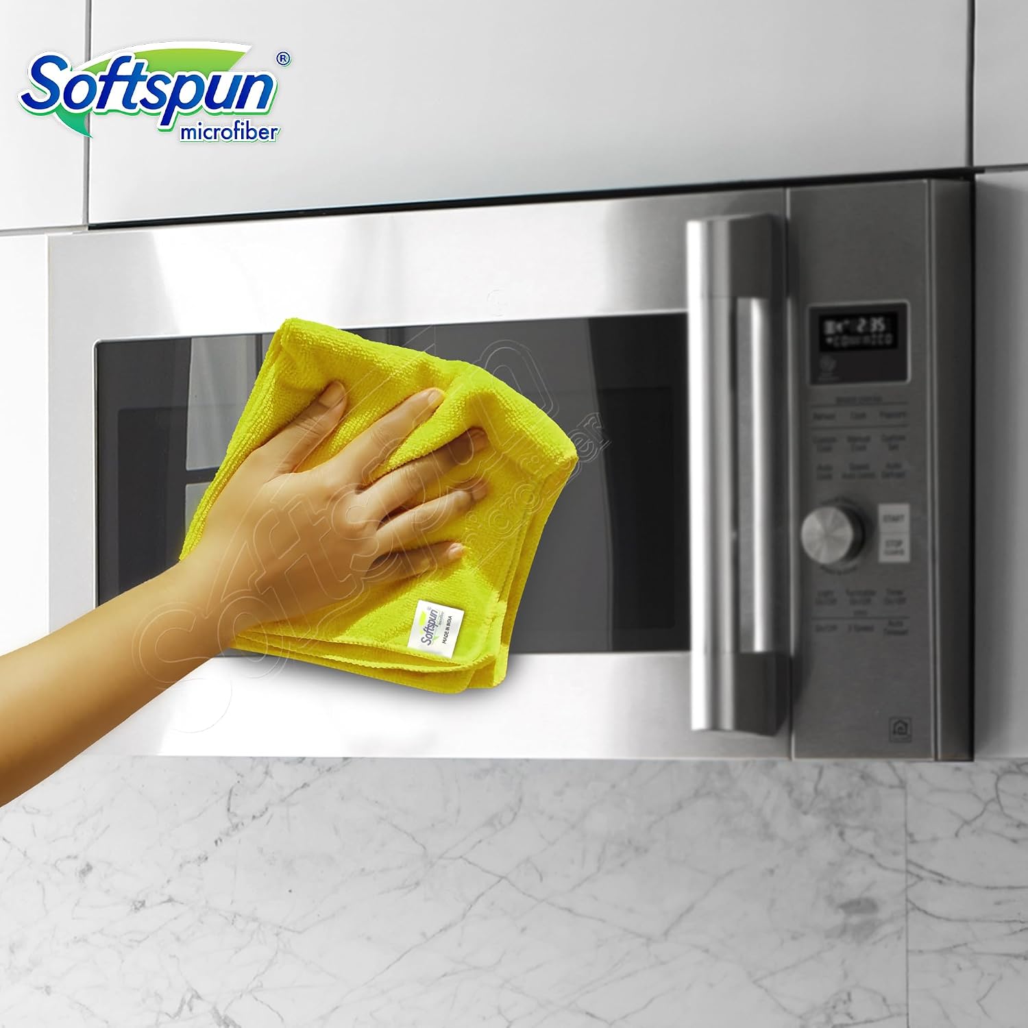 Softspun Microfiber Cleaning Cloths 220 Gsm | Highly Absorbent Lint & Streak Free Multi -Purpose Wash Cloth For Kitchen Window Stainless Steel Silverware (12 Pcs)- Multicolor