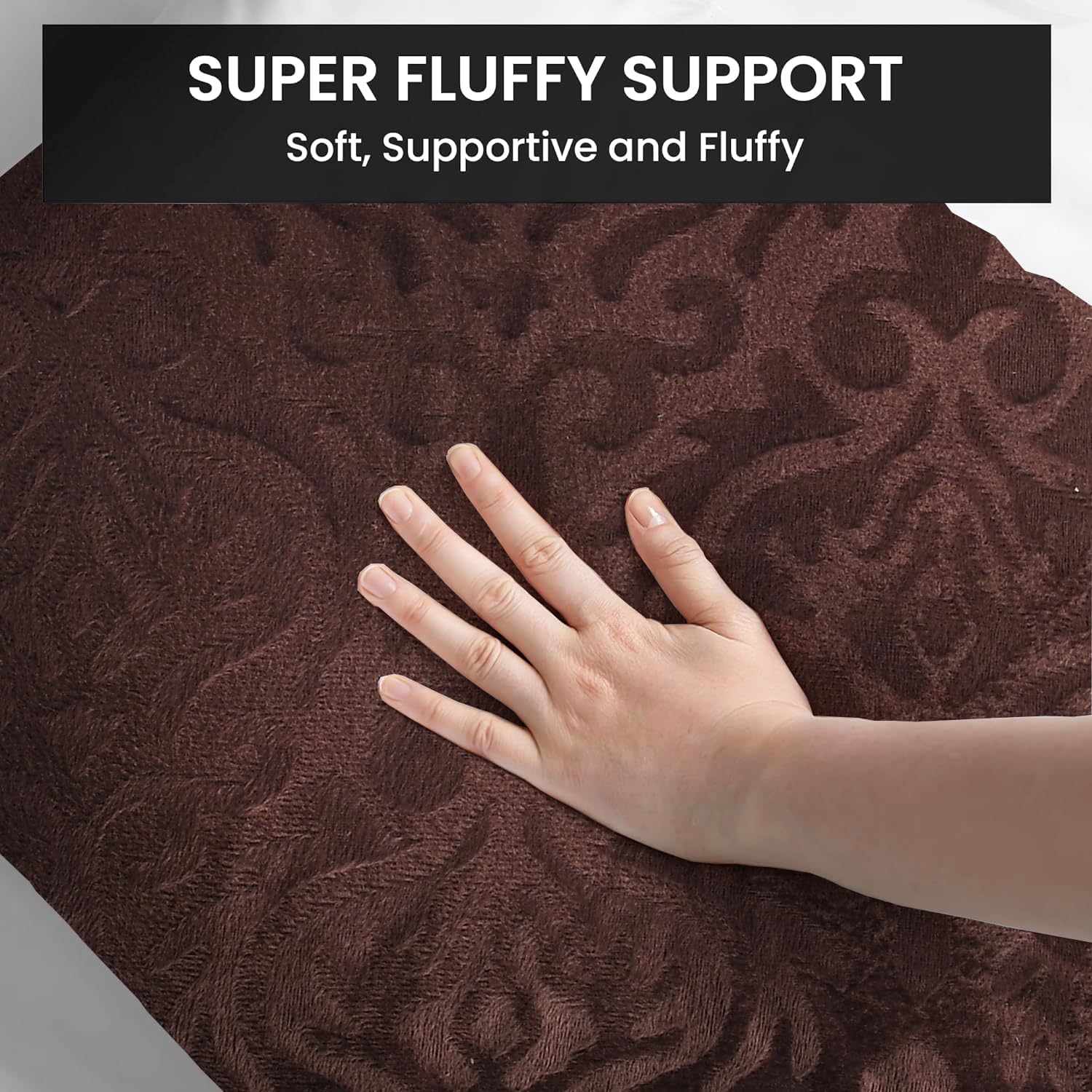 Microfiber Square Pillow Cushion For Sofa & Bed, Coffee - 12 X 12 Inch | Soft, Fluffy For Comfort & Back Support | Breathable, Washable | Premium Velvet Outer Cover With Zip - Set Of 3