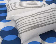 Cotton 144 TC Bedsheets For Double Bed With 2 Pillow Covers | Long Lasting & Soft To Touch - Soft & Comfortable | Queen Size - 88 X 96 Inches, Blue & Grey
