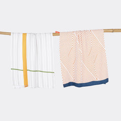 Thirsty Towel Bamboo Bath Towel 460 Gsm | Super Soft & High Absorbency Towels, Light Weight, & Quick Dry Towels (Tangerine Dream & Just Stripes)- Pack Of 2
