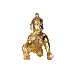 Laddu Gopal Kishan, Thakur Ji Statue, Bal Gopal, Gold, Brass, Baby Krishna Murti, Antique Look, Occasion & Festivals, Golden Handmade Idol, Radha & Krishna, God Statue