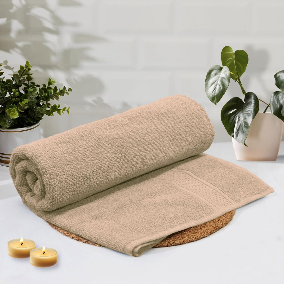Luxe Home Cotton Bath Towel 450 Gsm | Quick Dry Large Size Bathroom Towels For Men & Women, Home, Kitchen, Gym, Spa (Taupe)