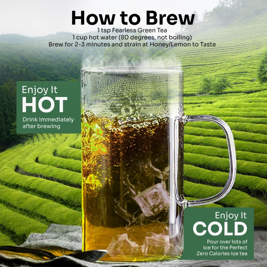 Fearless Original & Pure Green Tea With Silver Tips - 250gm, 8.8 Ounce, Makes 150+ Cups | Single Estate Jokai Non Bitter Assam Tea - Caffeine Free Natural Loose Leaves
