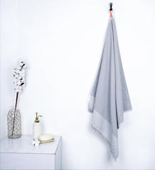 Thirsty Towel Cotton Honey Comb Bath Towel 190 Gsm | Quick Dry Lightweight High Absorbent Travel-Friendly (Steel Grey)