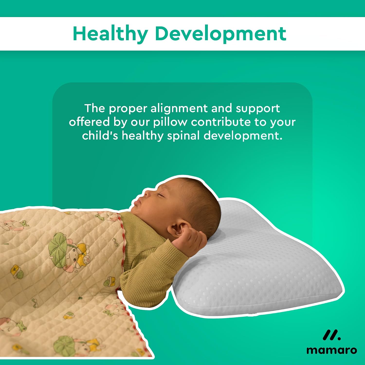 Memory Foam Baby Pillow, For Neck & Back Support, White - 20.5 X 11.5 X 2.5 Inches | Soft, Comfortable Sleeping Pillow For Newborns, Toddlers, Boys & Girls | Head Shaping, Baby Pillows