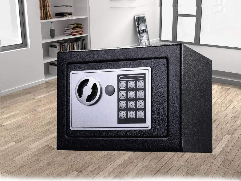 Home Digital Safe Electronic Cabinet Safes Cash Box Wall Safe With Key 4.6l ,Money Box Wall Mounted For Office Hotel 230mm X 170mm X 170mm, Colour - Black