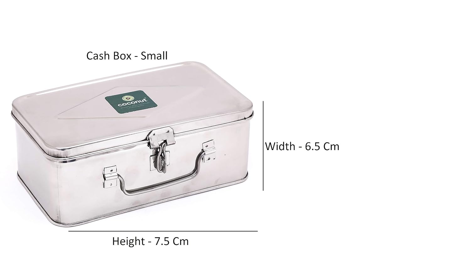 Stainless Steel Cash Box, Locker Box, Jewellery Box - Rectangle Shape, Diameter - 19cm, Colour - Silver, Special Feature - Portable
