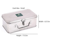 Stainless Steel Cash Box, Locker Box, Jewellery Box - Rectangle Shape, Diameter - 19cm, Colour - Silver, Special Feature - Portable