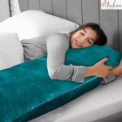 Full Body Pillow, Long Sleeping, For Side Sleeping Hugging, Cuddling, Dark Green - 54 X 18 Inches | For Relaxing & Pregnancy Comfort, Velvet Pillow With Removable Cover, Adjustable Pillow