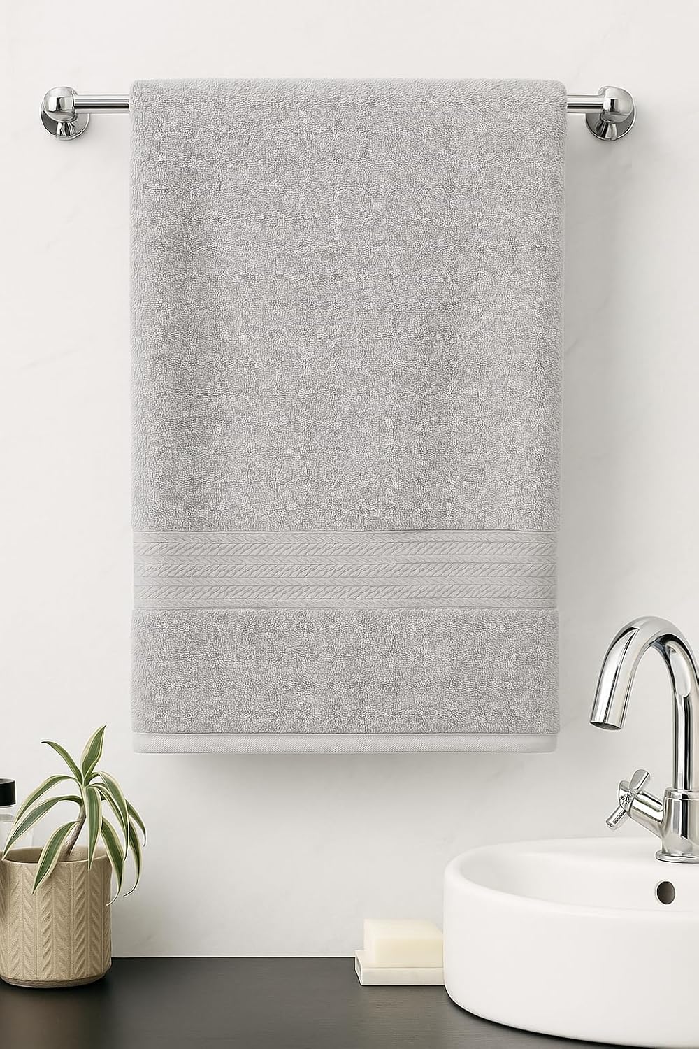 Bombay Dyeing Towel 100% Cotton Tulip Bath Turkish Towel 500 Gsm | Super Soft & Ultra Absorbent | Hand Washable & Machine Washable (Ash Grey)