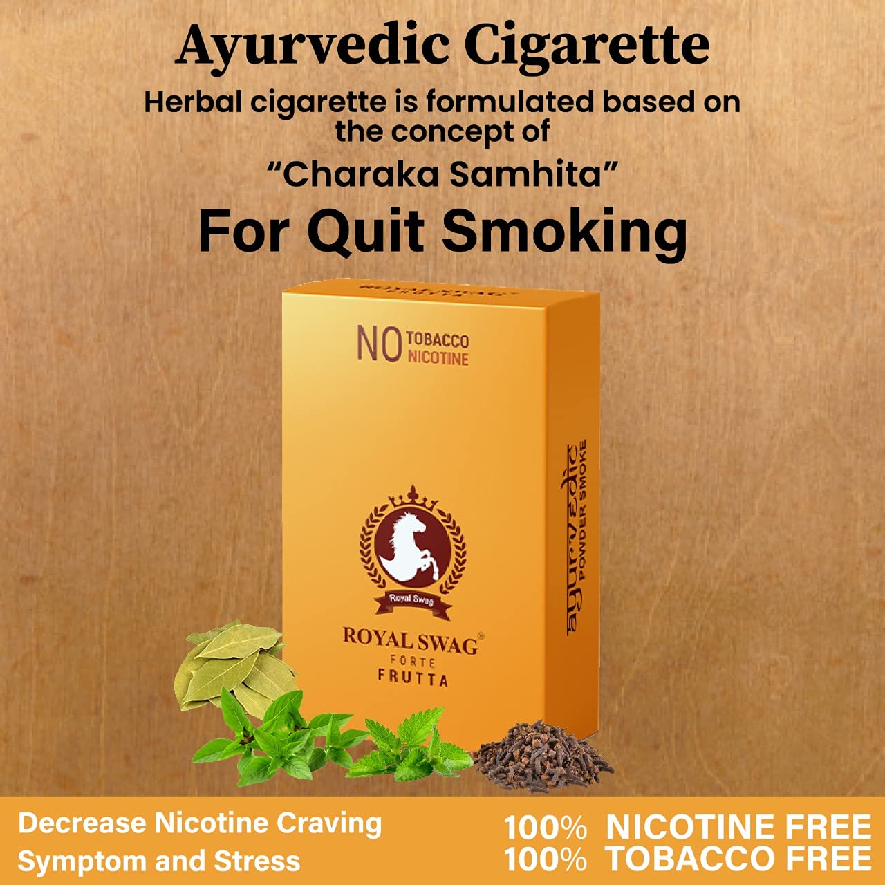 Royal Swag Ayurvedic & Herbal Cigarette, Frutta Flavour Smoke Tobacco Free Cigarettes Helps In Quit Smoking - 100 Sticks + 1 Shot