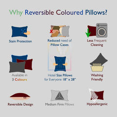 Microfiber Pillows, Soft & Cozy For Pillow 18 X 28 Inch - Blue & Cream Color | Breathable, Adjustable & Long Lasting, Hypoallergenic | Big Size & Shape - Rectangular, Bed Pillow - Set Of 2