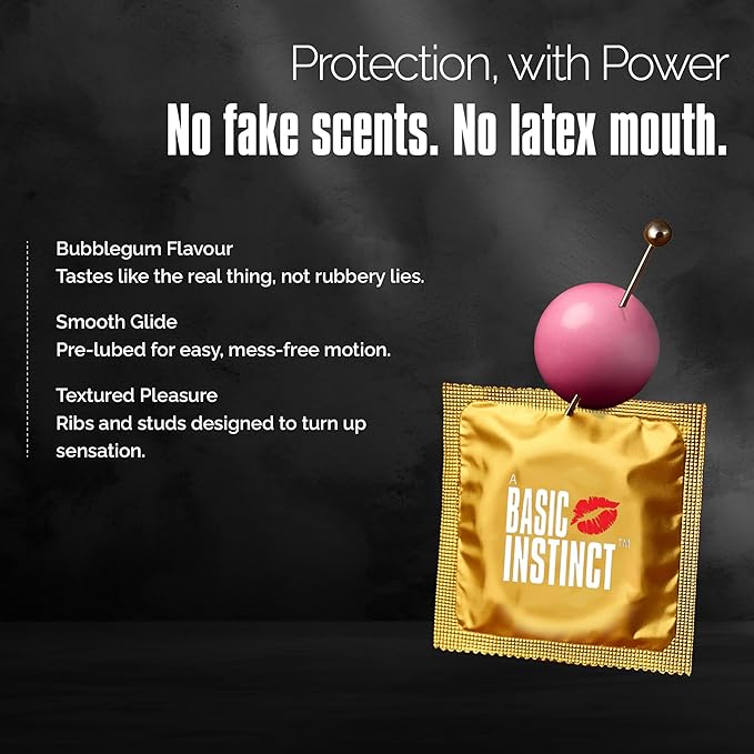 Basic Instinct Multi Texture Condoms For Men, 3 In 1 Ribbed, Ultra-smooth Latex 3 Pcs (Pack Of 5)