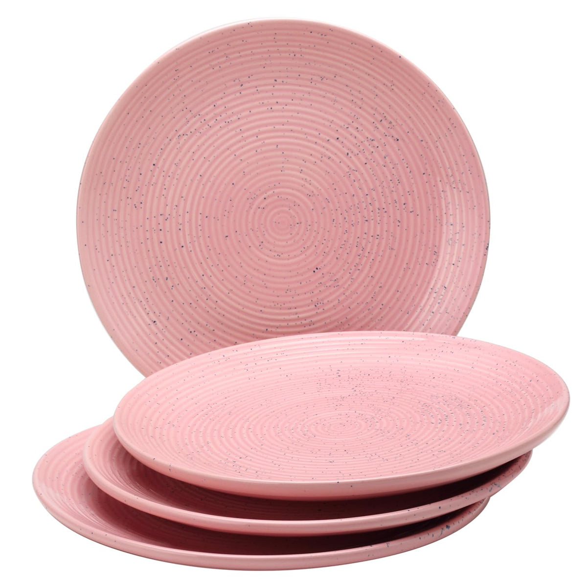 Ceramic Hand Glazed Stoneware Large Dinner Plates Set Of 4 - 10.6 Inch, Pastel Pink | Microwave Safe & Dishwasher Safe - Handcrafted Dinner Plates