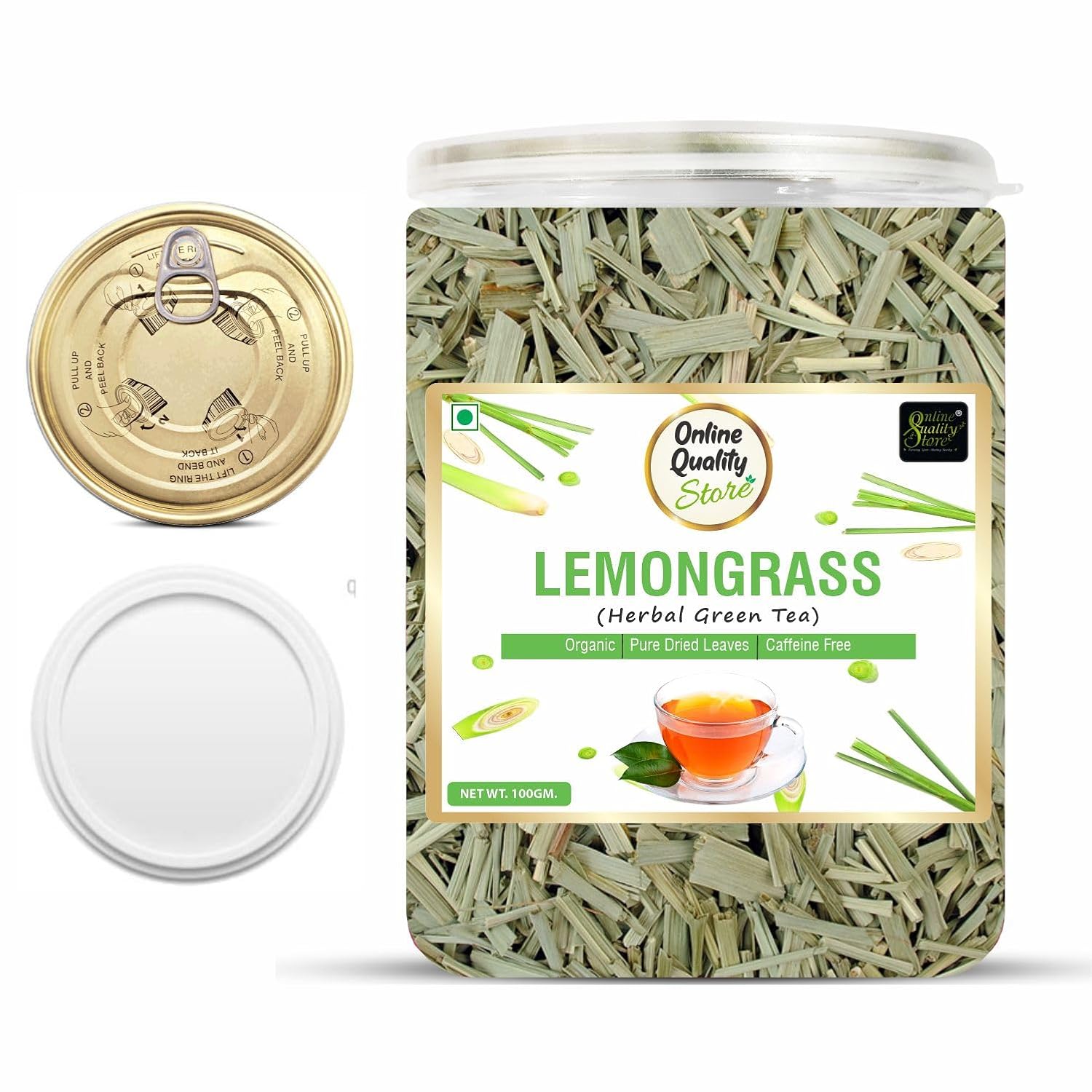 Online Quality Store Lemongrass Herbal Green Tea - 50gm, 1.7 Ounce | Reduces Anxiety, Improves Immunity - Organic Pure Dried Leaves | Caffeine Free