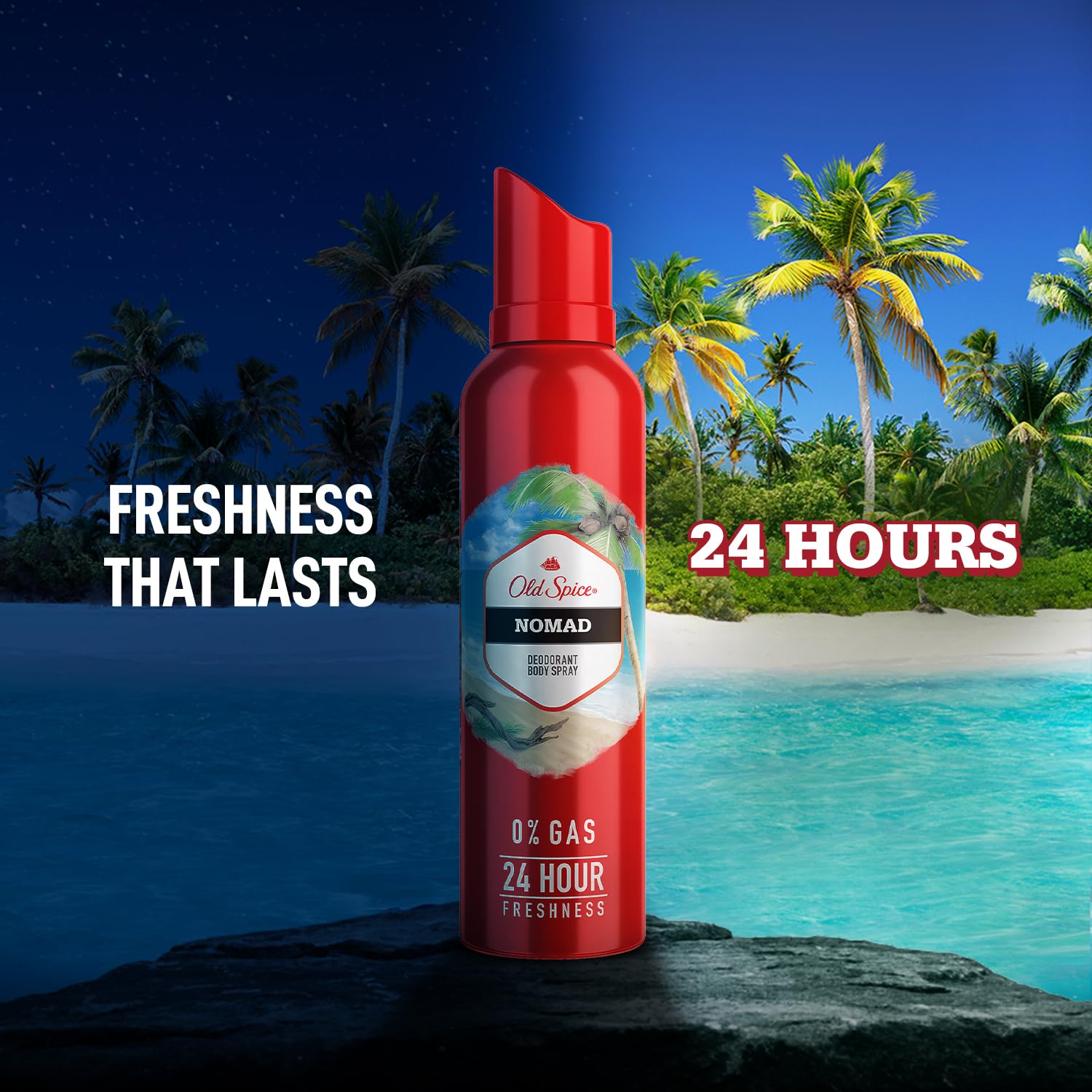 Old Spice Nomad No Gas 24 Hour Long Lasting Freshness Deodorant Perfume Body Spray For Men 140ml 4.7 Fl.oz.