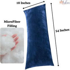 Full Body Pillow, Long Sleeping, For Side Sleeping Hugging, Cuddling, Blue - 54 X 18 Inches | For Relaxing & Pregnancy Comfort, Velvet Pillow With Removable Cover, Adjustable Pillow