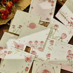 Sticky Notes Set, 200 Self Stick Memo Pad With Delicate Heart, Rose & Butterfly Designs (4)