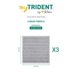 Mytrident Quick Dry 100% Cotton Face Towel 450 Gsm (Charcoal Grey) - 3 Pcs