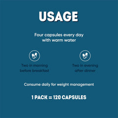 Aadar Weight No More, Natural Weight Loss & Fat Loss Ayurvedic Fat Cutter Supplement, Belly Fat Burner For Women & Men, Garcinia, Triphala, Methi | 120 Capsules 150gm 0.3lbs Each Pack Of 2