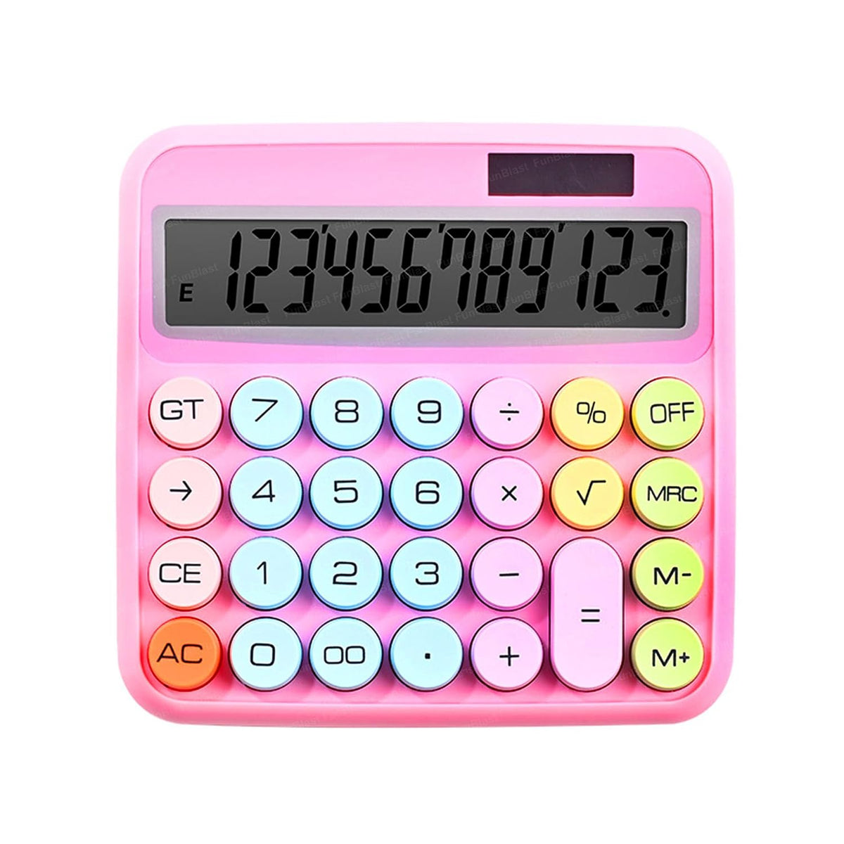 Funblast Calculator 12 Digit Extra Large 5-inch LCD Display,15° Tilt Screen For Kids Calculator Big Buttons Easy To Press Use As Office, School & Home Calculators Desktop (Pink)