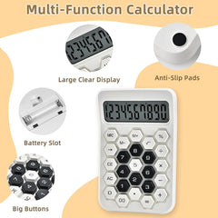 Fycan Mini Calculator 12 Digit Large LCD Display Big Buttons Easy To Press Non-slip Base Desktop Handheld Small Calculator For Student, Office Work (White)