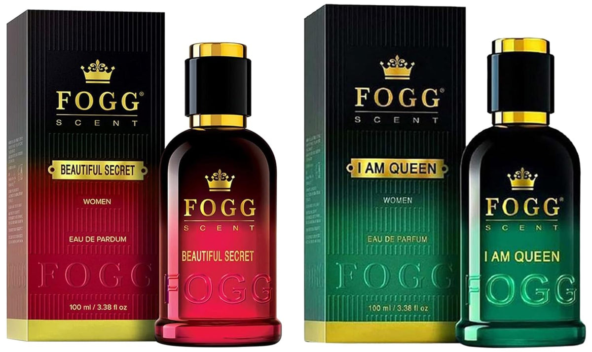 Fogg Scent Beautiful Secret & I Am Queen Eau De Parfum For Women 100 Ml 3.4 Fl.oz. Each Pack Of 2 | Perfect For Dailywear