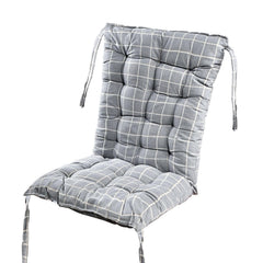 Long Comfortable Rocking Chair Cushion With Ties, Check Printed - Grey - 18 X 36 Inch | Back Rest & Seat Cushions Chair Pad, For Rocking Chairs | Chair Cotton Cushion For Office & Home Use
