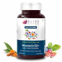 Bliss Welness Multivitamin For Women 50 Plus Age | With Calcium Magnesium Zinc & Other 33 Vitamins, Minerals For Joints, Heart, Skin, Vision & Cognitive Support | 60 Veg Tablets , 100gm 0.2lbs