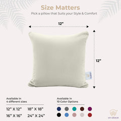 Microfiber Square Pillow, Cushion For Sofa, Car & Decoration, Cream, Size - 12 X 12 Inch | Throw Pillow, Back & Neck Support, Hypoallergenic, Washable, Cream Velvet Cover - Pack Of 5