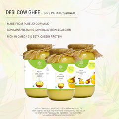 Organic Pure Desi Pahadi Cow Ghee By Natuur | Vedic Bilona Method Curd Churned Golden Grainy Desi Ghee Perfect For Parathe & Rotis | (500ml) 16.9 Ounce | Jar Pack