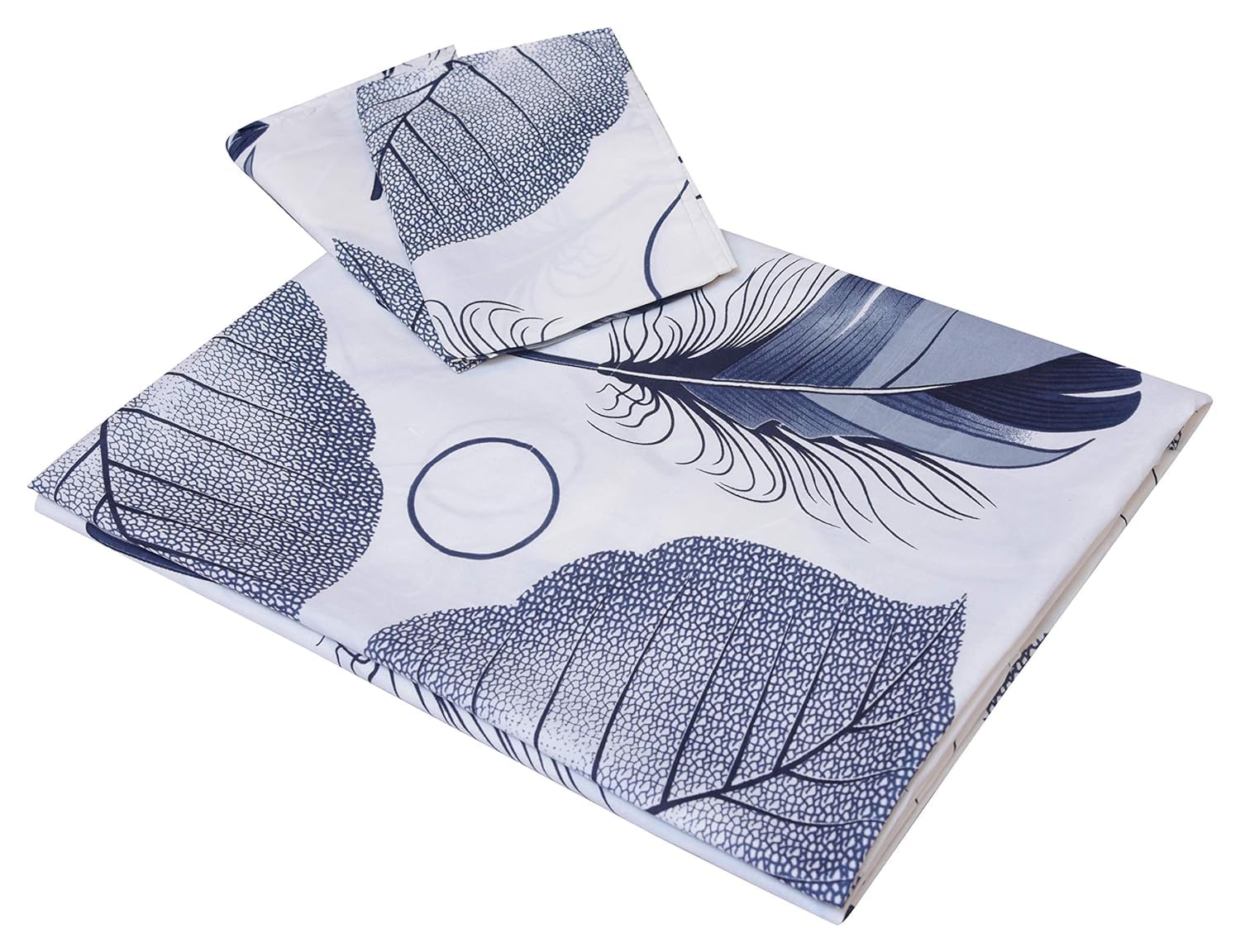 Printed King Size Bedsheet With 2 Matching Pillow Covers - 90 X 90 Inches, White & Teal | Durable & Long-Lasting | Naturally Soft, Breathable, & Skin-Friendly