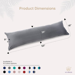 Microfiber Body Side Pillow For Sleeping For Pregnancy, Grey - 53 X 16 Inches | Long Cuddle Pillow For Hugging, Relaxing, Washable, Premium Velvet Outer Cover - Multipurpose Pillow
