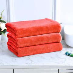 Black Gold The Finer Touch Microfiber Bath Towels 1500 Gsm | Super Absorbent, Lightweight, Ultra-Soft, Fade Resistant (Red) - Pack Of 3