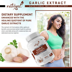 Natureal Garlic Extract Capsules For Cardiac Wellness & Antioxidant 800mg, Boost The Immune System It Supports The Protective Mechanism Of The Body | 60 Capsules 100gm 0.2lbs