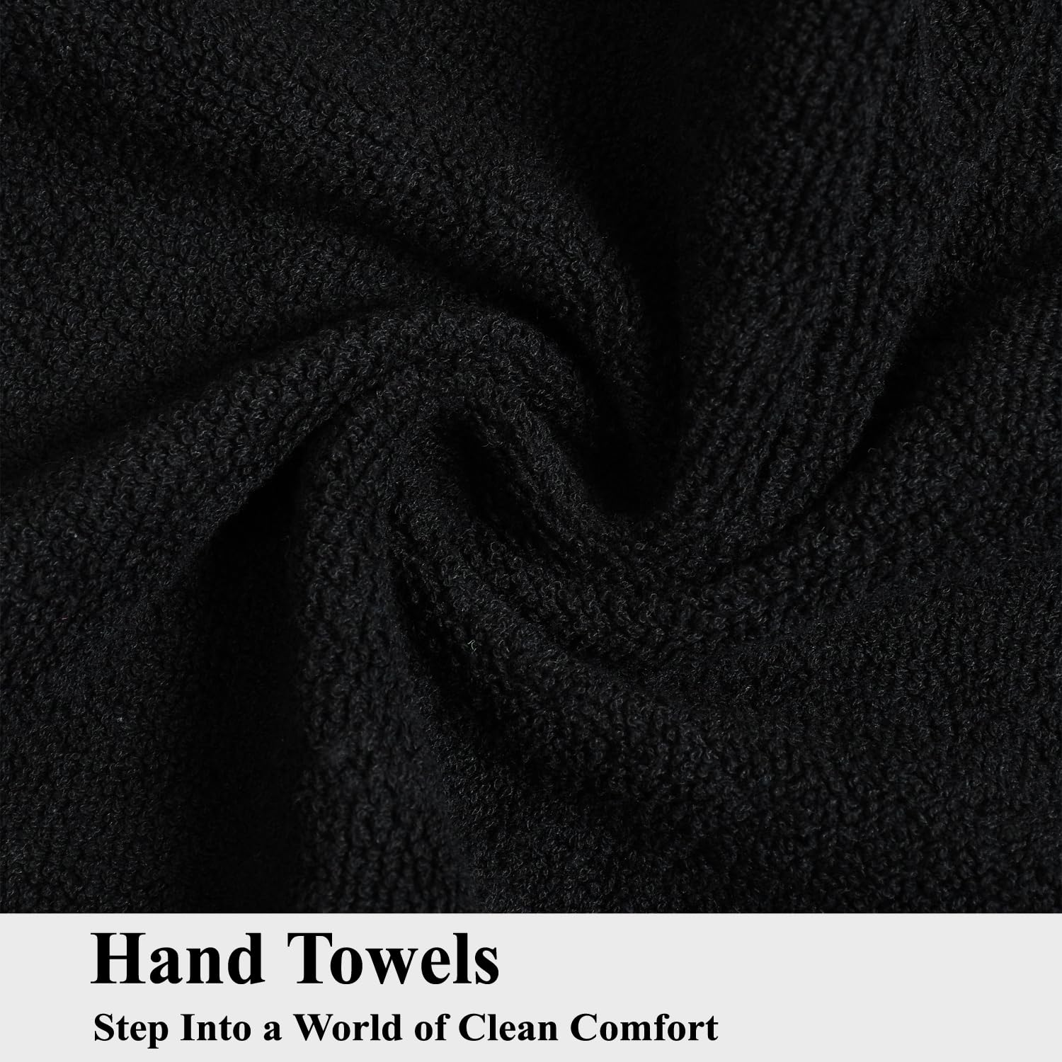 Fresh From Loom Luxury Fur Collection Hand Towel 500 Gsm Napkins Cotton High Absorbency Double Stitched Size (Black) - Set Of 6