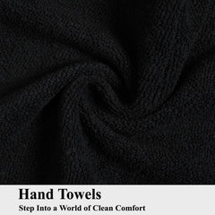 Fresh From Loom Luxury Fur Collection Hand Towel 500 Gsm Napkins Cotton High Absorbency Double Stitched Size (Black) - Set Of 6