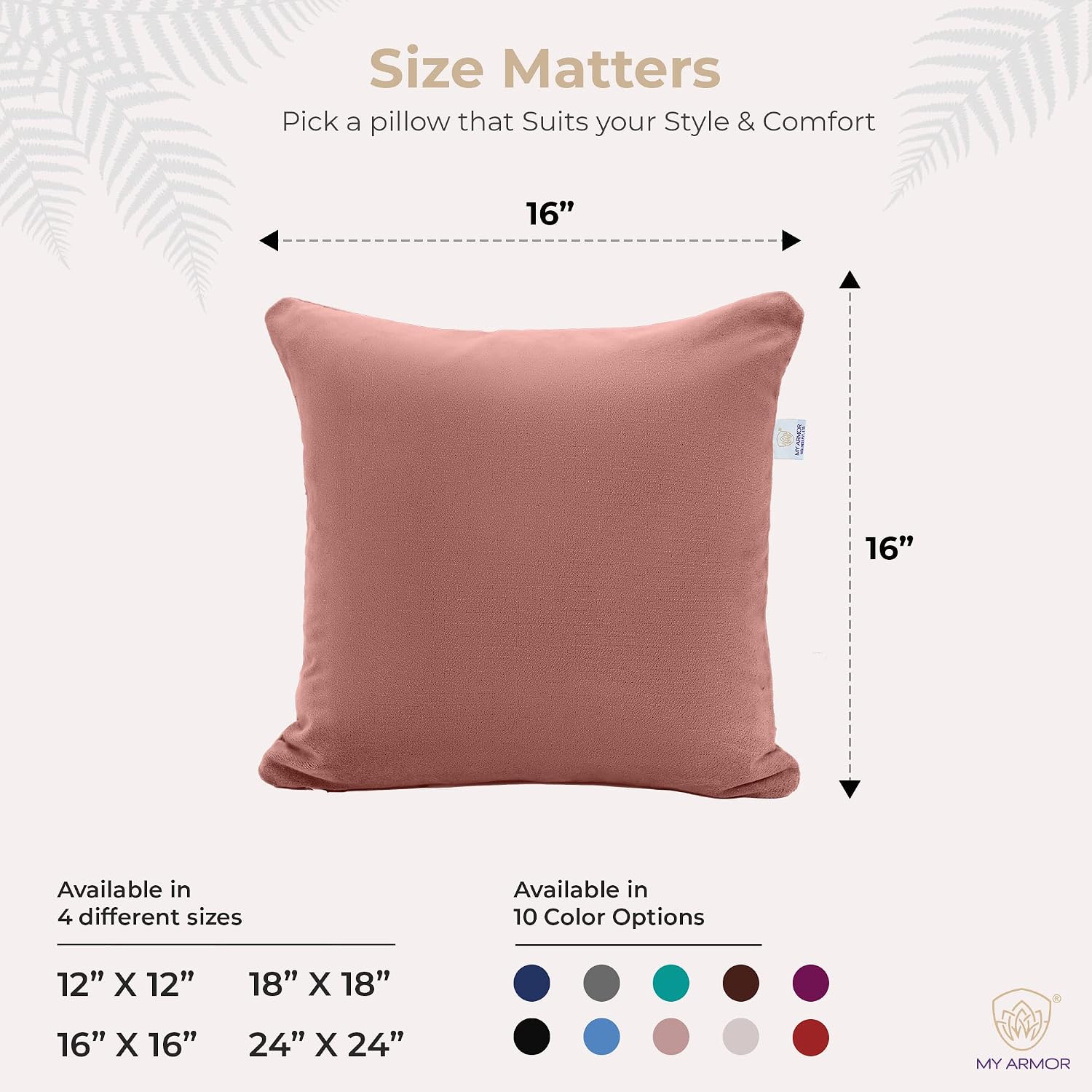 Microfiber Square Soft Pillow Cushion For Sofa & Bed, Peach - 16 X 16 Inch | Fluffy For Comfort & Back Support | Breathable, Washable | Premium Velvet Outer Cover With Zip - Pack Of 5